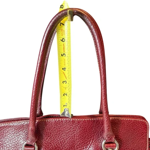 FRANCESCO BIASIA BURGUNDY LEATHER SATCHEL HANDBAG - Picture 3 of 8